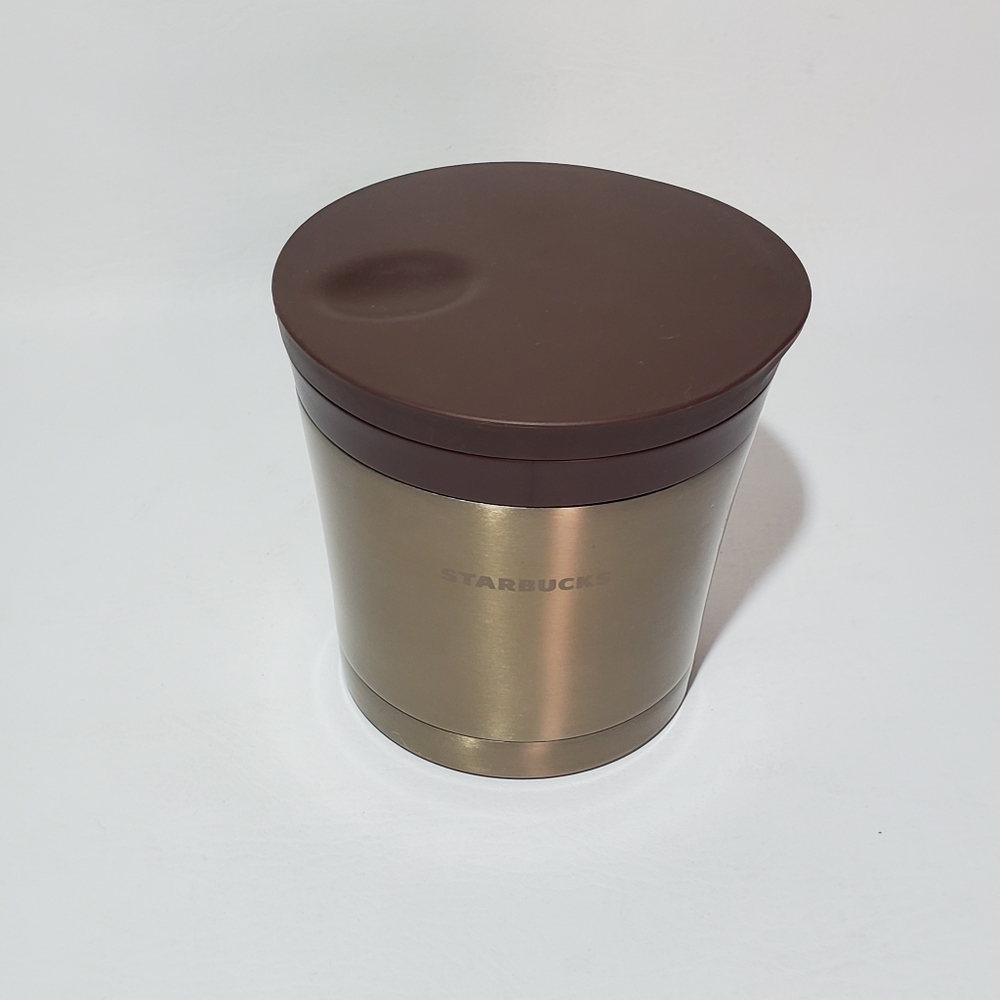 Starbucks Brown and Gold Insulated Soup Cup with Collapsible Spoon